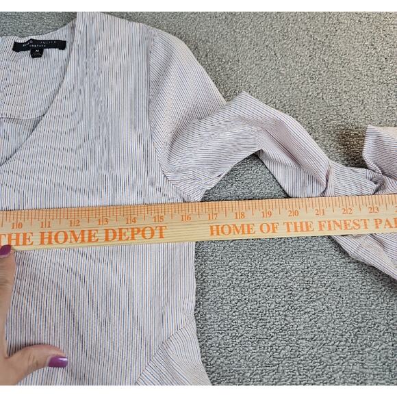 Romeo + Juliet Couture Bell Sleeve Striped Blouse Womens Medium Boho Peplum Top - Picture 8 of 9